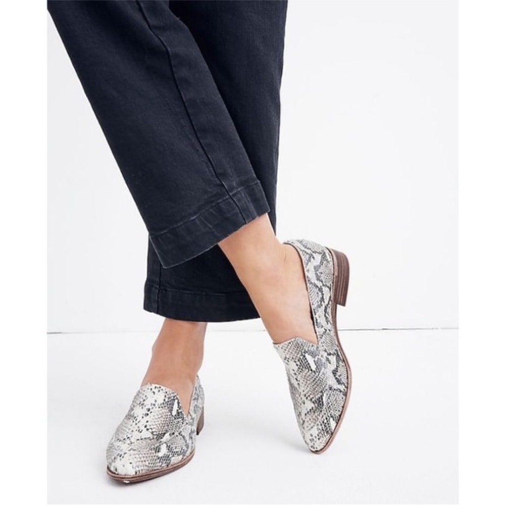 MADEWELL Size 8.5 The Frances Loafer Stamped Snakeskin Patterned Loafers